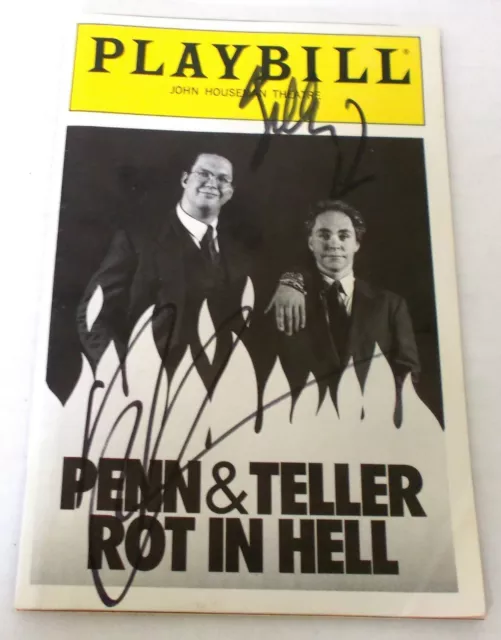 PENN & TELLER SIGNED ROT IN HELL PLAYBILL THEATER PROGRAM in person autograph 91