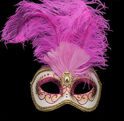 Mask from Venice Colombine IN Feathers Ostrich Rose-Mask Venetian - 1344 V78 2