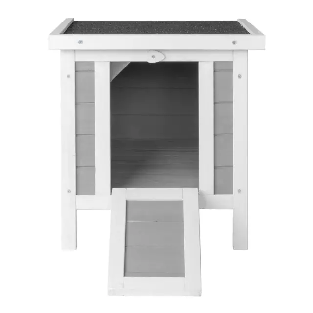 Outdoor Cat House Rabbit Hutch Small Animal Home Shelter Weatherproof Gray