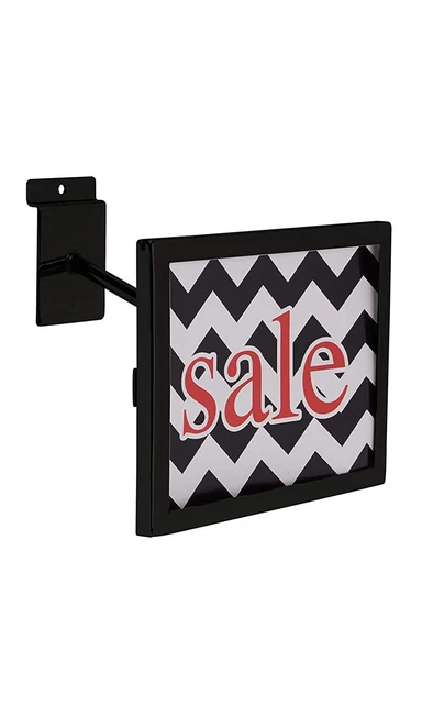 Set of 2 Slatwall Sign Holders Black Holds 7" x 5 ½" High Signs Metal Slat Wall