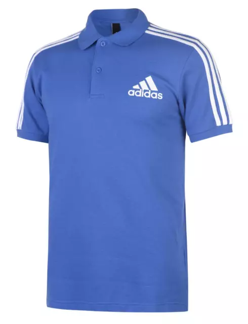 Adidas Uomo Golf Sport Polo Maglietta Blu Bianco TAGLIA S NUOVO CON ETICHETTA