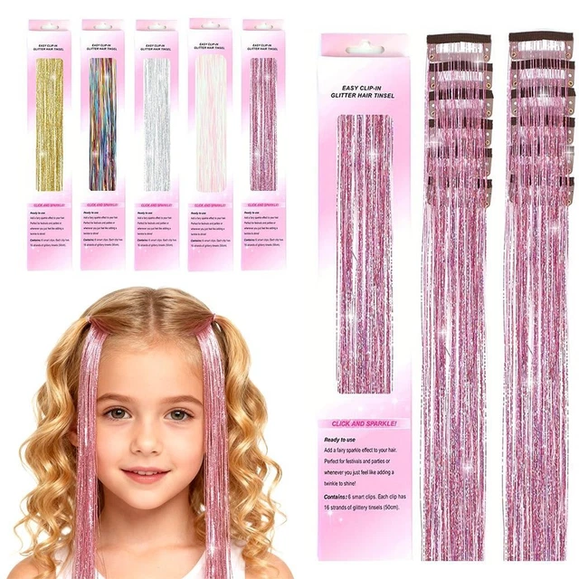 Extensions de cheveux scintillantes à paillettes, mèches de faux cheveux, accessoires de fête Extensions de cheveux scintillantes à paillettes, mèches de faux cheveux, accessoires de fête