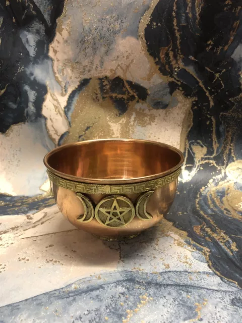 Triple Moon Goddess Pentagram Offering Altar Bowl Wiccan Supplies Pagan Decor