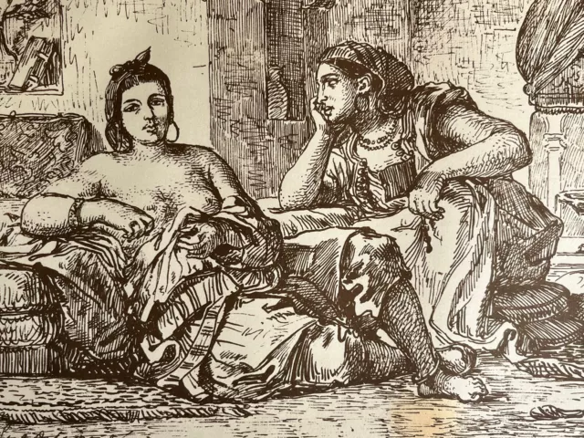 Eugène Delacroix Gravure Lithographie Orientaliste Femmes D’Alger Algérie 1866