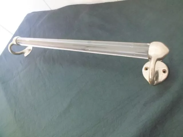 antique Retro 1" dia clear GLASS Bar towel rod rack  19" long Art Deco San O La