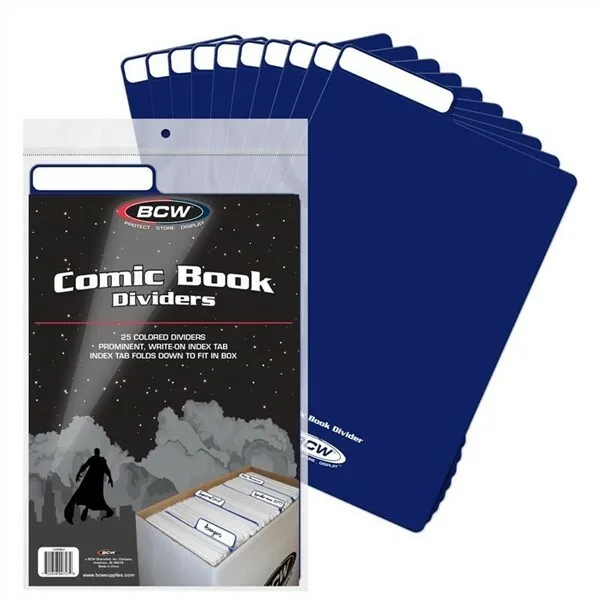 50 BCW Blue Archival Plastic Comic Book Dividers with Folding Write On Tab