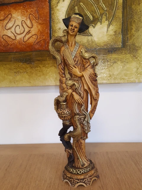 Vintage Resin Oriental Chinese Woman Figurine Sculpture
