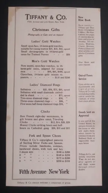 Burr McIntosh Monthly Tiffany & Co Xmas Gift Price List Antique Print Ad 1907