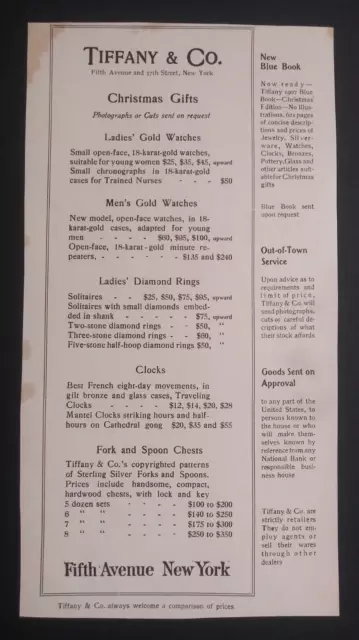 Burr McIntosh Monthly Tiffany & Co Xmas Gift Price List Antique Print Ad 1907