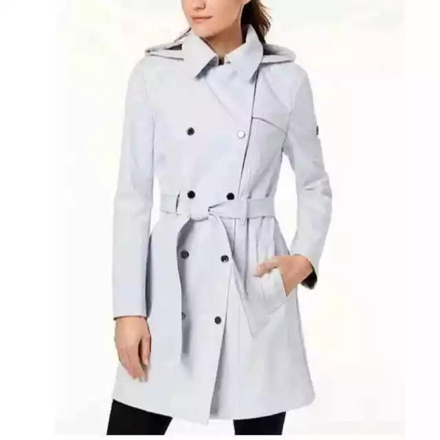 Calvin Klein Hooded Double-Breasted Trench Coat - Size: LARGE