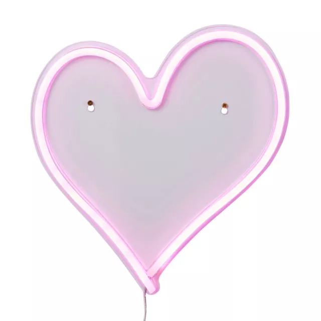 Litecraft Glow Heart Neon LED Wall Light Children's Lighting 4.5 Volts - Pink