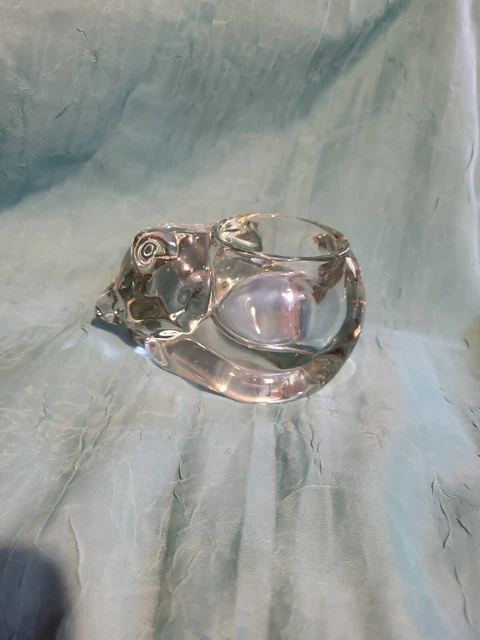 Vtg Indiana Glass Votive Candle Holder Sleeping Cat Paperweight