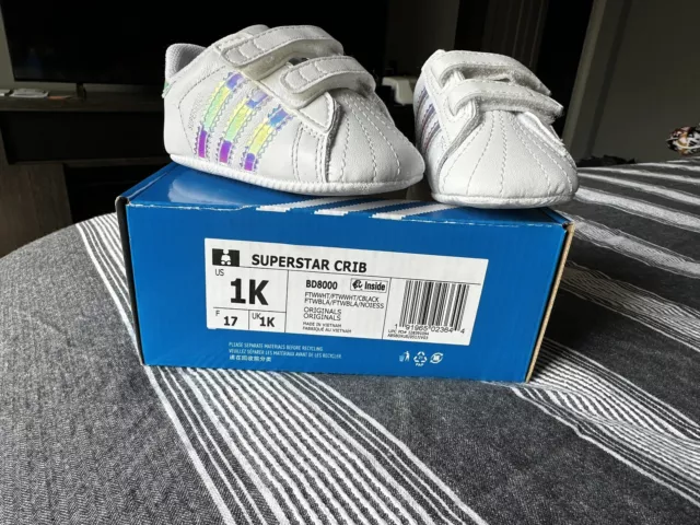 adidas Superstar Crib Infant Baby Shoes White / White / Black BD8000