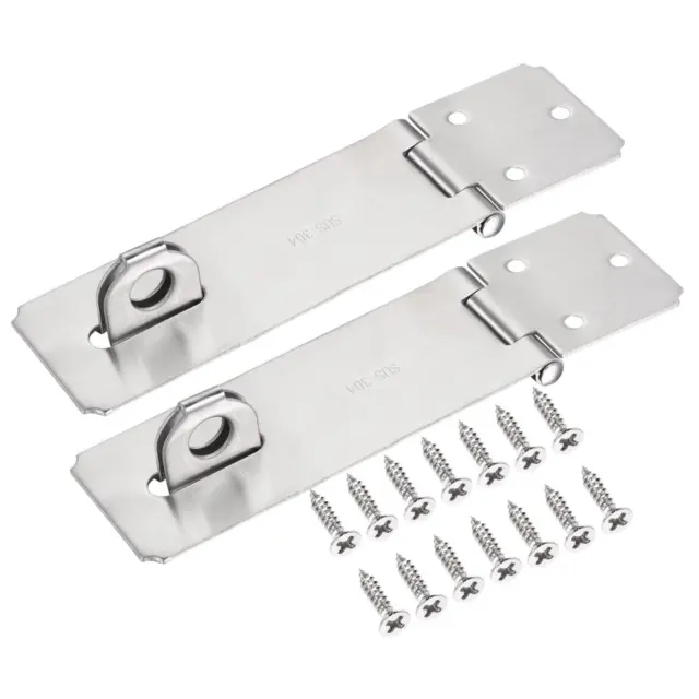 2 Pcs 5'' Stainless Steel Thick Door Latch Hasp Lock Clasp with Screw, Silver
