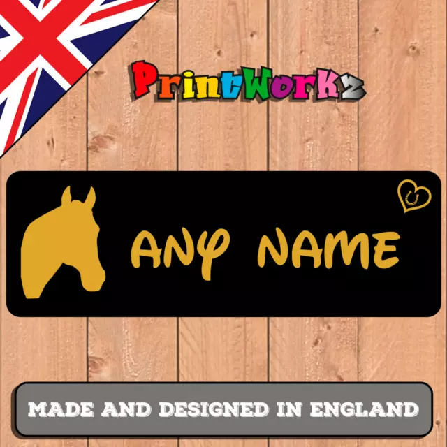 Personalised Horse Stable Yard Door Sign Nameplate Black And Gold