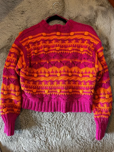 pink and orange cardigan zara