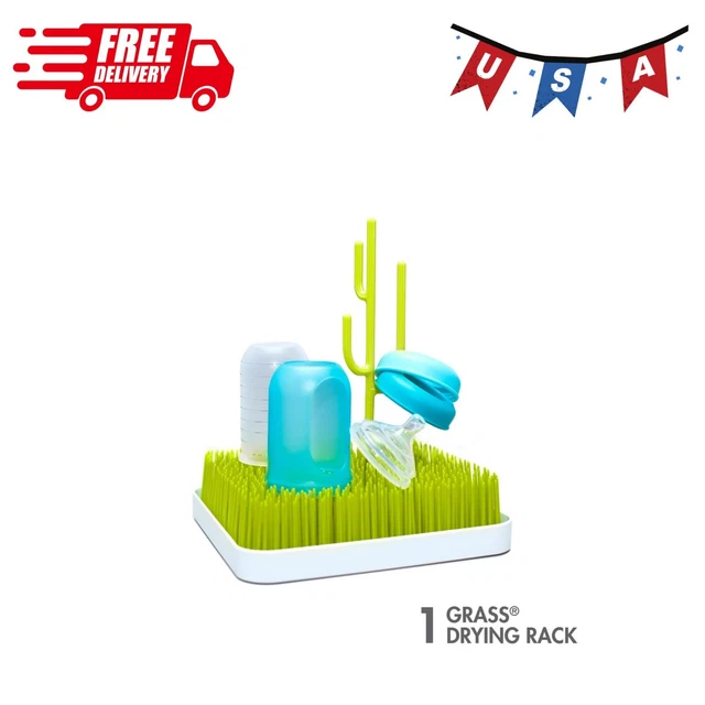 Boon Grass Countertop Drying Rack, Easy To Clean Baby Bottle Drying Rack, Green