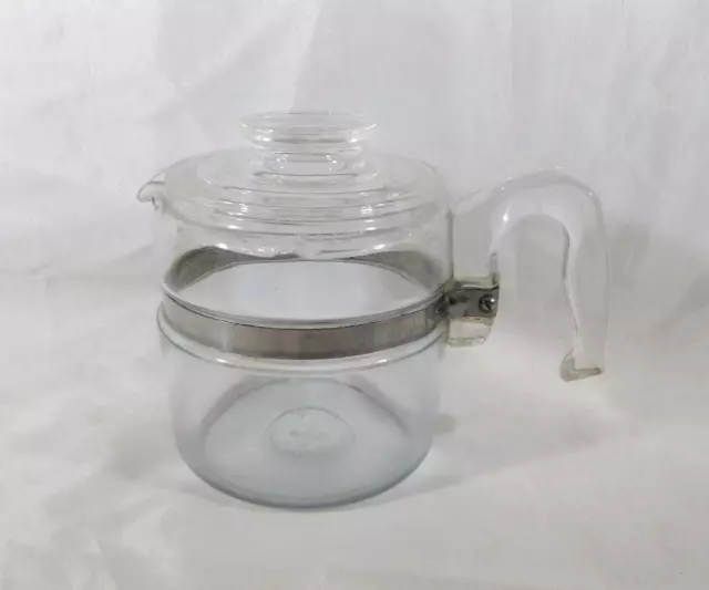 Vintage Pyrex Glass Flameware Stovetop 4 Cup Percolator Coffee Pot & Lid #7754-B