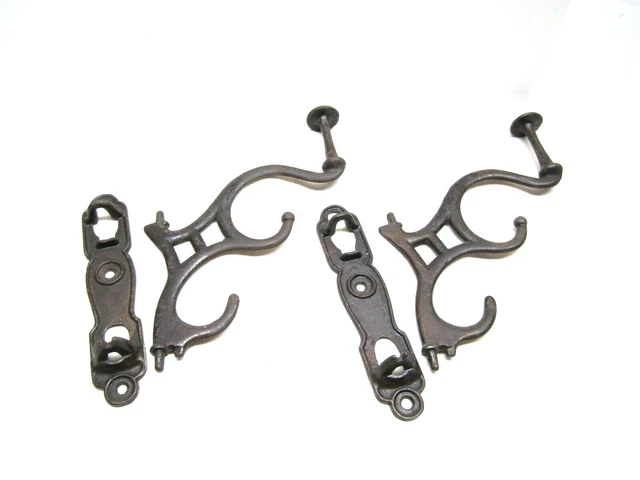2 Vintage Victorian Cast Iron Hat & Coat Hooks