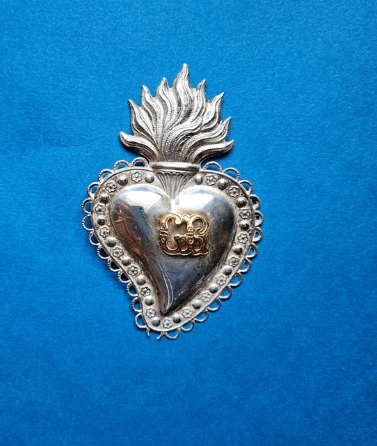 Sonderpreis - Herz -Votivgabe-Ex Voto-Ca. 10,5 Cm - Um 1950 Versilbert