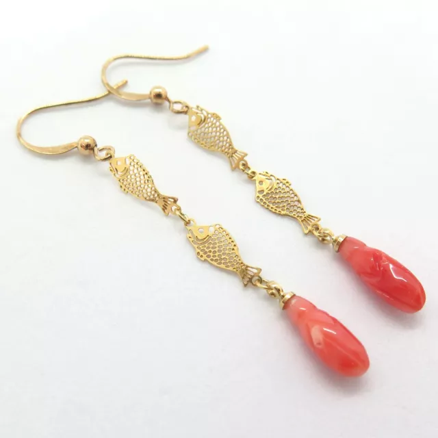 Fish Parts Natural Genuine Precious Deep-Sea Coral Earrings (E112)