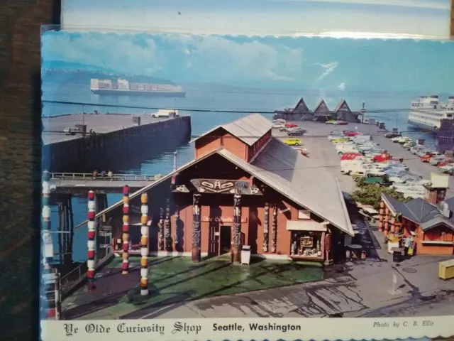 Vintage Post Card Aerial View Over Ye Old'e Curiosity Shop  Seattle Washington