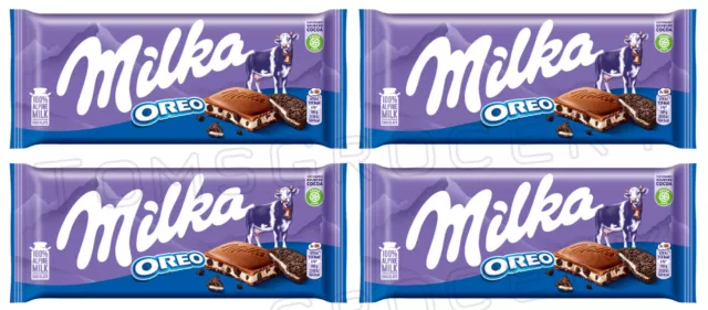 4 MILKA OREO Milk Chocolate Bars with Biscuit Pieces German Sweets 100g 3.5oz