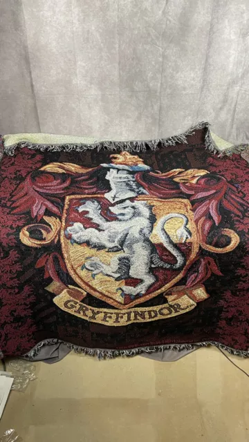 Warner Bros. Harry Potter Gryffindor Crest Tapestry Blanket with Fringed Border
