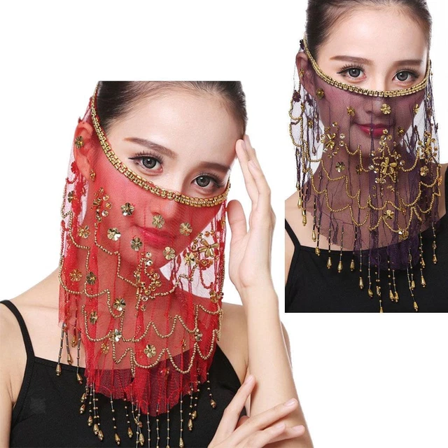 Foulard en mousseline de soie pour femmes indiennes danse du ventre visage avec
