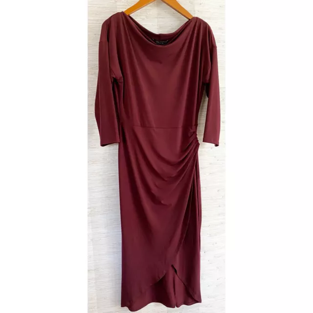 Forever 21 Contemporary Size Large Burgundy Fitted Drape Dress
