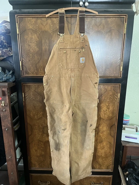 Carhartt R37 BRN Double Knee Bib Overalls Men's 38X30 38 30