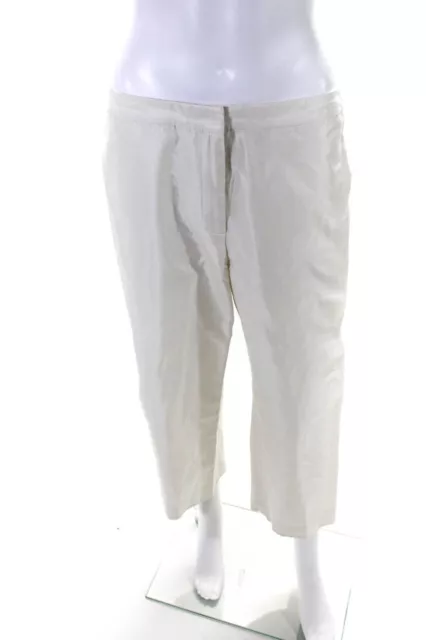 Donna Karan New York Womens High Rise Cropped Pants White Cotton Size 10