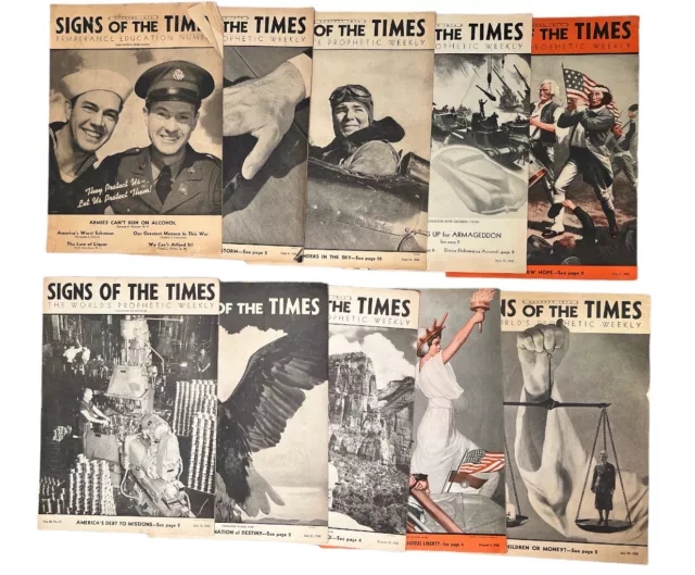 Signs Of The Times Magazine WWII 40s Seventh Day Adventist Christian LOT