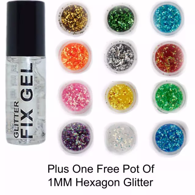 Stargazer - Fix Gel Fixative Body Glue -  plus FREE pack of 1mm HEXAGON GLITTER