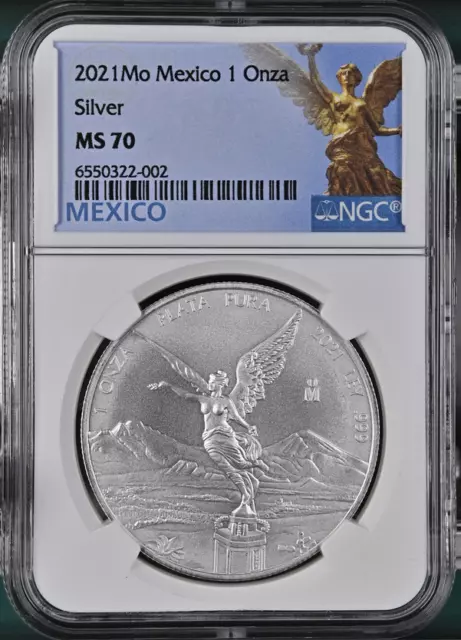 :2021Mo 1 ONZA MEXICO LIBERTAD WINGED VICTORY KM#639 PERFECT NGC MS 70 TOP POP