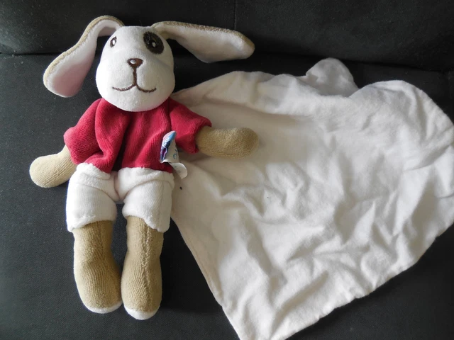 doudou plat chien Cajou rouge bordeaux mouchoir blanc SUCRE D'ORGE