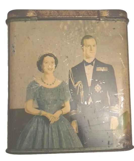 Queen Elizabeth  2nd / Prince Philip Coronation Souvenir tin with lid (Vintage)