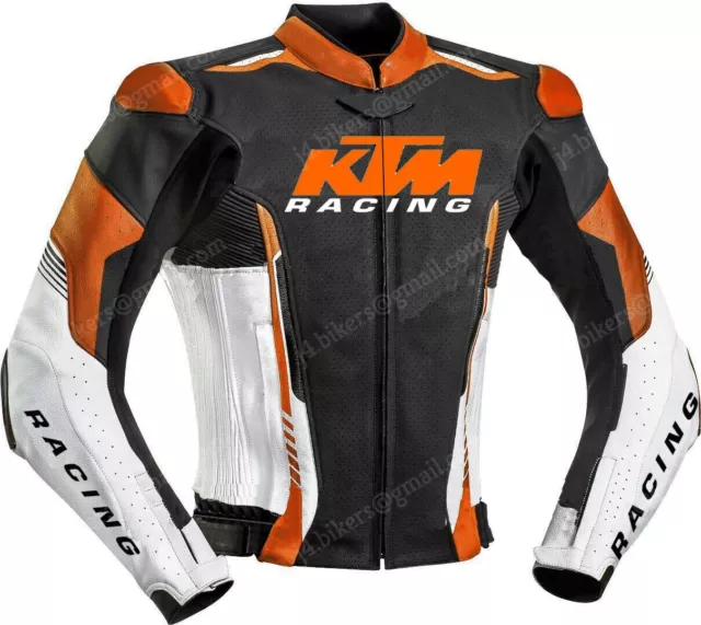 KTM Veste en Cuir de Moto Courses Veste Motard en Cuir Veste en Cuir de Motard