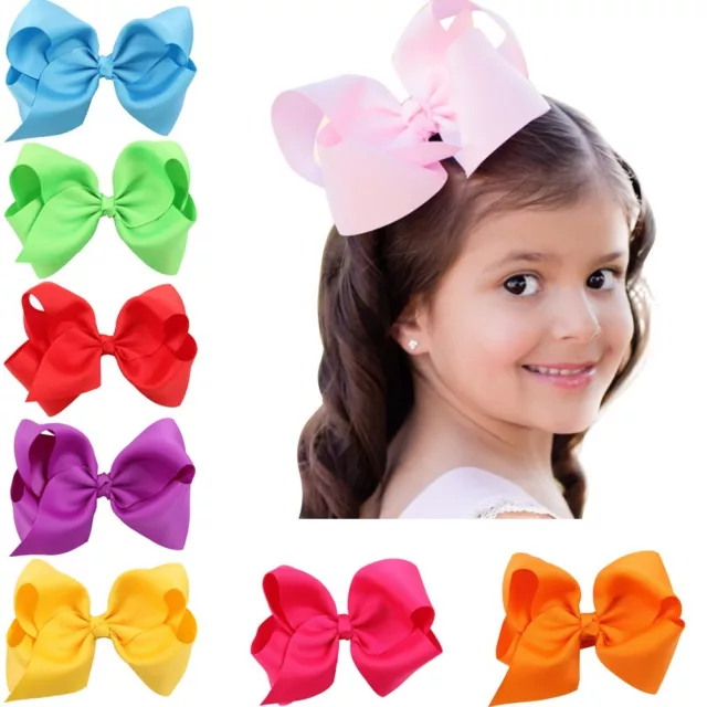 30 Pcs 6" Baby Girls Huge Grosgrain Ribbon Boutique Hair Bows Kids Hair Clip