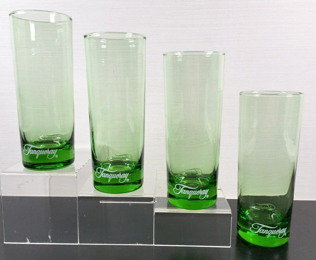 4 Tanqueray Green Highball Glasses Set London Gin 6.25" Tom Collins Bar Ware Lot
