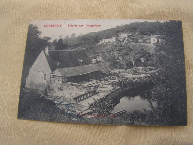 carte postale   corbigny   vers 1900  la  scierie
