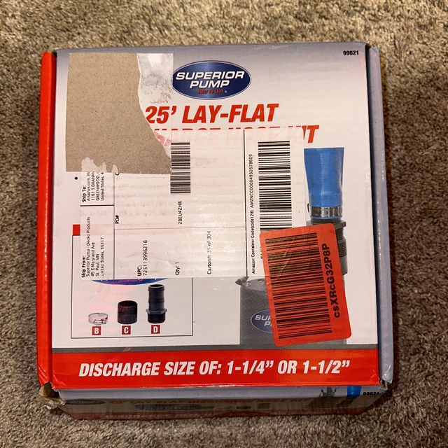 Superior Pump 1-1/2 in. x 25 ft. Lay-Flat Discharge Hose Kit 99621