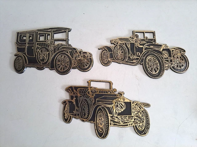 Vintage 1968 Kunststoff Invicta Auto Schilder X 3 Ford Renault und Rolls Royce
