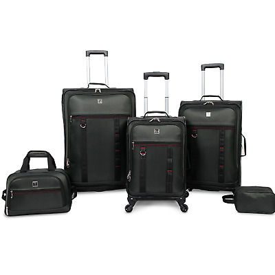 5 Piece Softside Luggage Set With 28 In 24 In & 20 In Suitcases 5 In Flight Tote