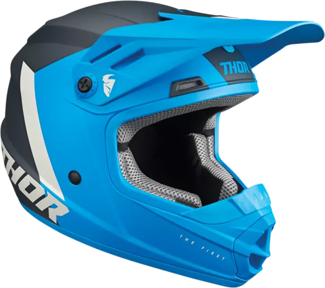 Thor 22 Youth Sector Chev Helmet Medium Blue/Light Gray 0111-1476