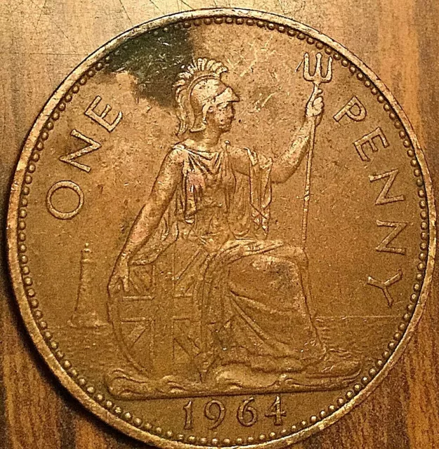1964 Uk Gb Great Britain One Penny