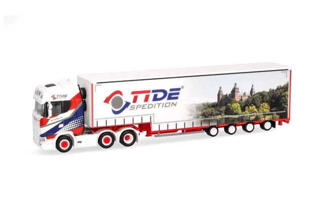 Herpa HER314763-SCANIA CS 20 G.4x2 avec remorque bâchée 3 essoeix ACARGO/Johnny Cash- Echelle : 1/87