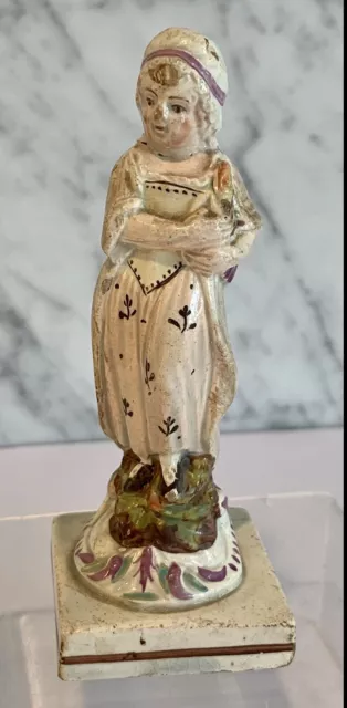 Early 19th Century Staffordshire Pearlware Girl with Bird