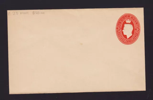 AUSTRALIA KGVI 3d RED OVAL ENVELOPE UNUSED