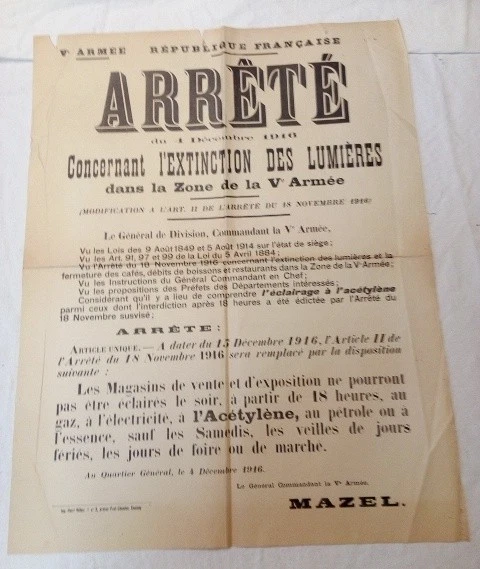 Affiche "Ordre de Mobilisation Générale" août 1914 France - Selles